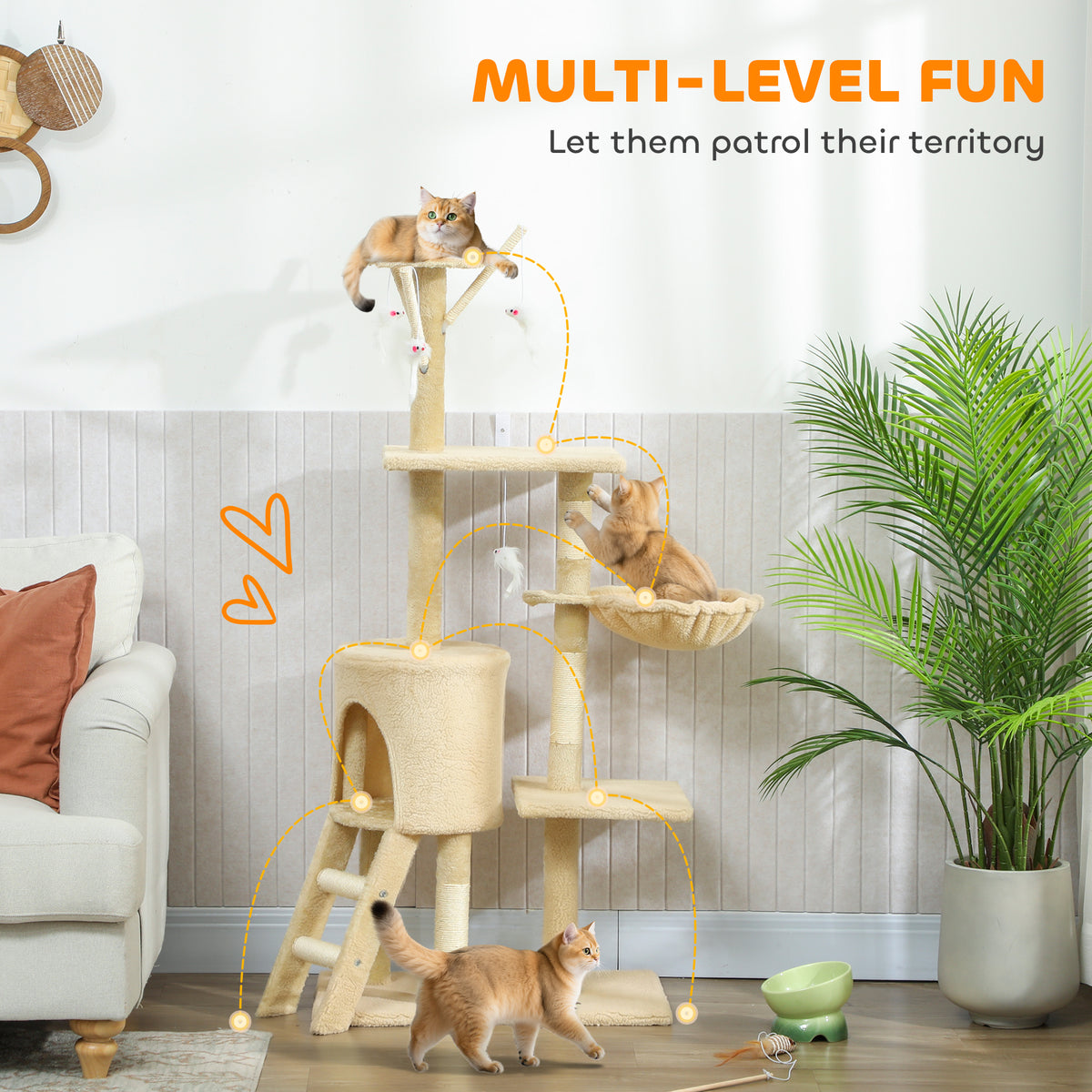 Arbre à chat multiétage avec griffoirs et condo