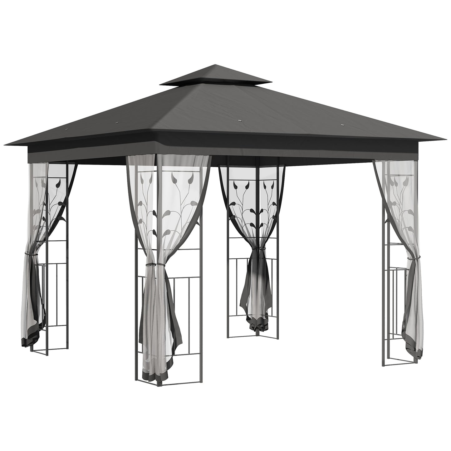 Gazebo de patio toit double 3x3 m acier