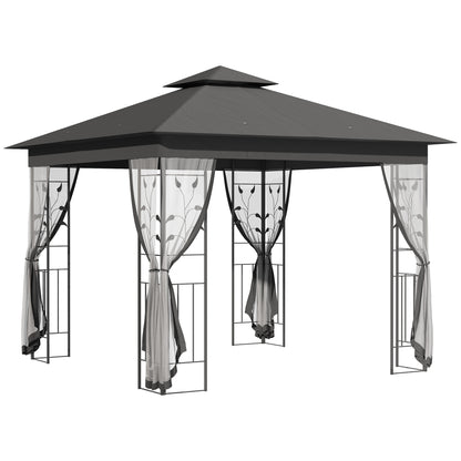 Gazebo de patio toit double 3x3 m acier