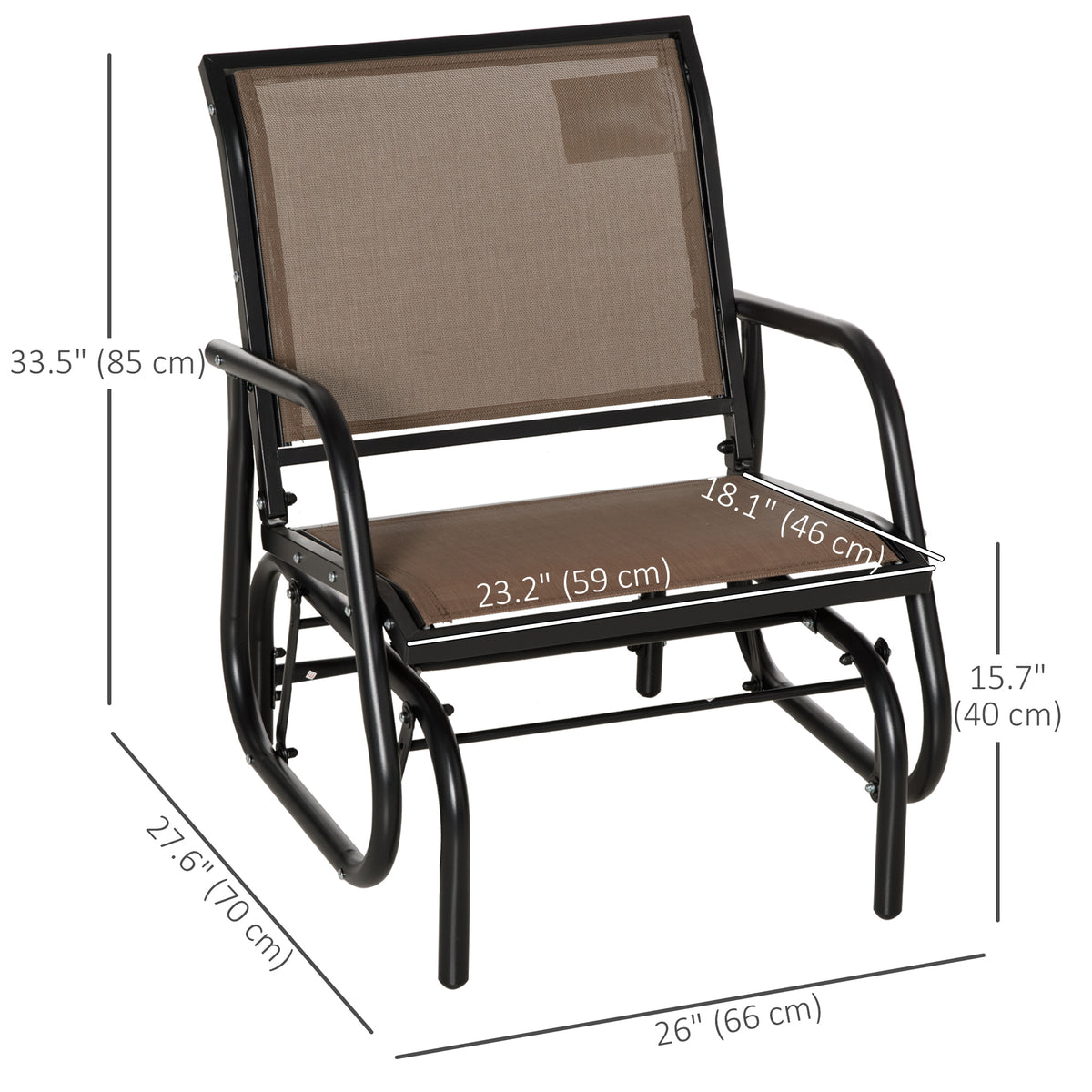 Chaise balançoire d'extérieur à glissement en acier