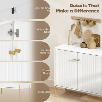 Buffet moderne avec portes cannelées et étagère réglable