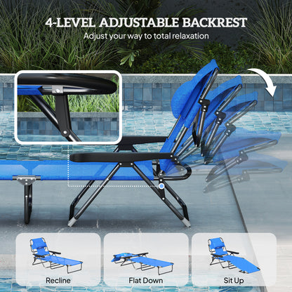 Chaise longue pliante avec dossier inclinable