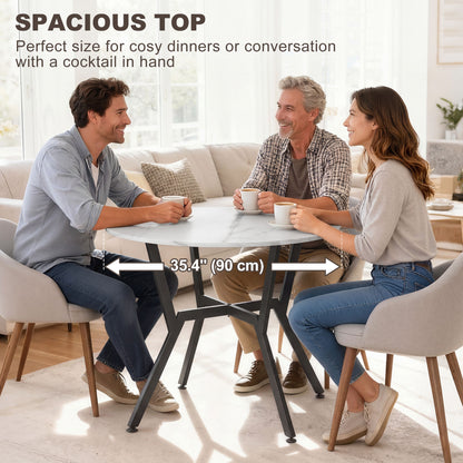 Table à manger ronde 89 cm marbre blanc