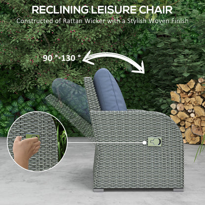 Salon de patio 6 pièces rotin avec fauteuils inclinables