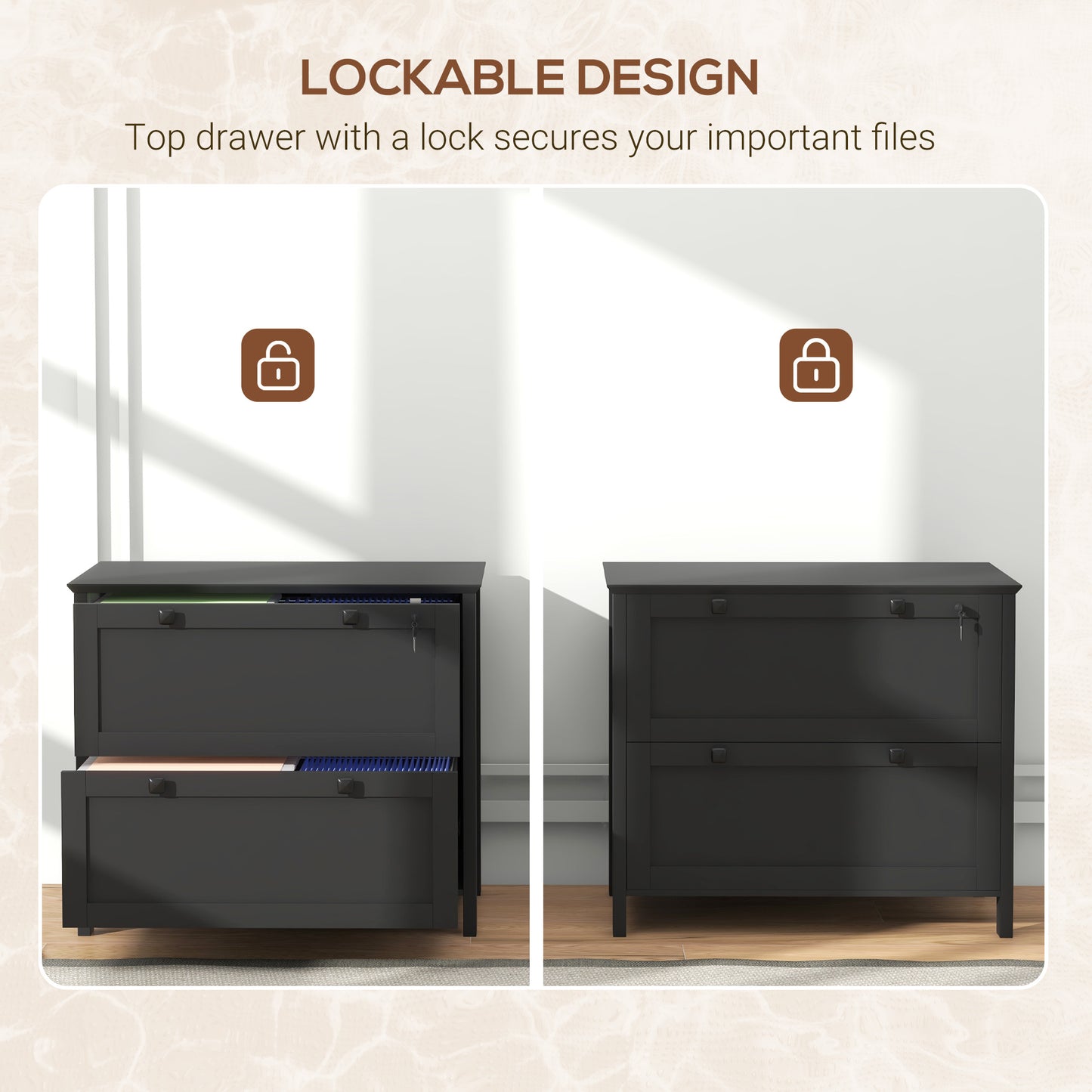Classeur 2 tiroirs verrouillable avec barre ajustable