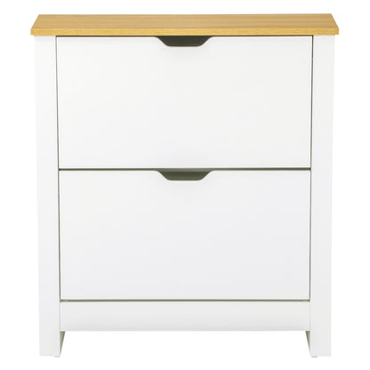 Armoire à chaussures 2 tiroirs rabattables et tablettes ajustables
