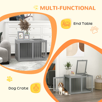 Cage meuble pour chien moyenne taille double porte 80 cm