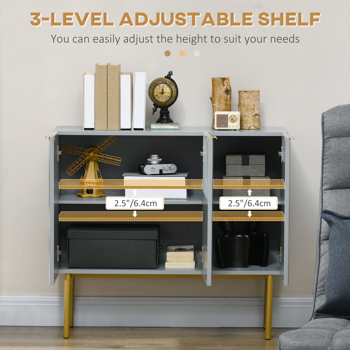 Meuble de rangement moderne avec portes cannelées