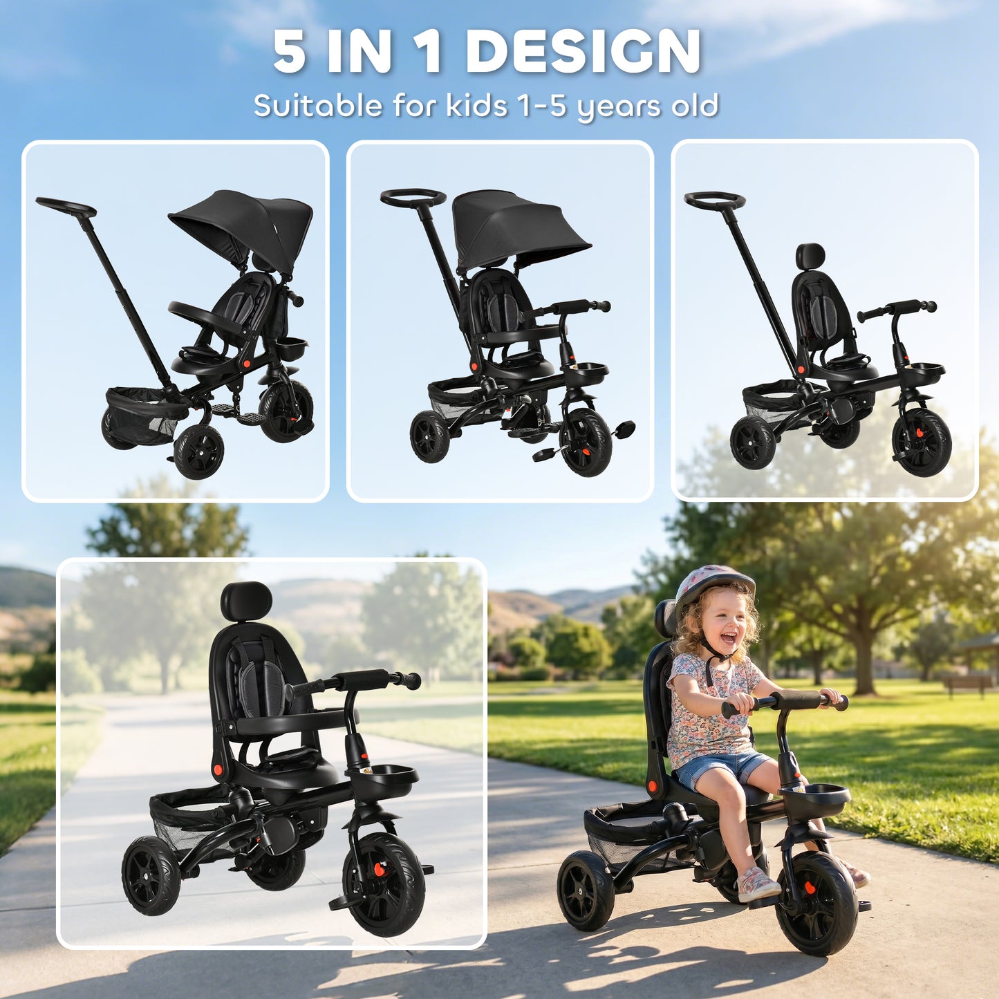 Tricycle évolutif 5-en-1 pour tout-petits