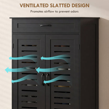 Armoire à chaussures portes persiennées avec tiroir