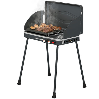 Barbecue-réchaud de camping 2-en-1 portable 20 000 BTU