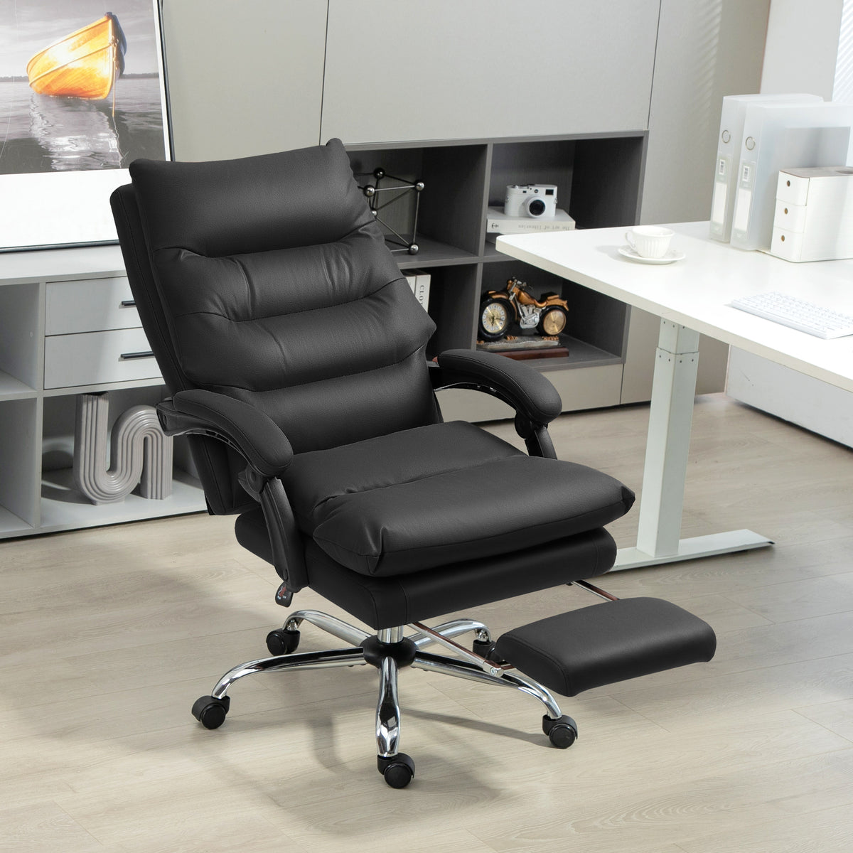 Chaise de bureau massante 6 points avec repose-pieds