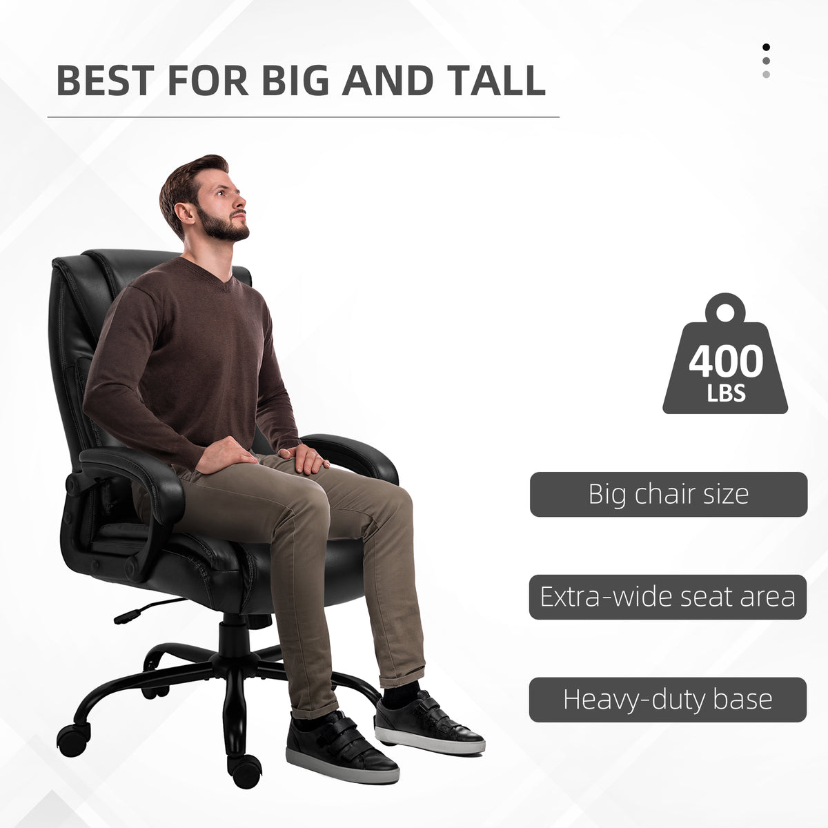 Chaise de bureau ergonomique haute en similicuir 181 kg