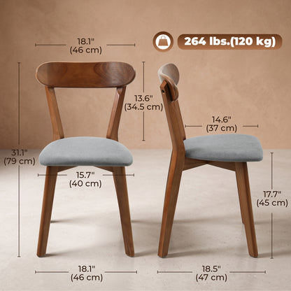 Chaises de salle à manger rembourrées lin gris