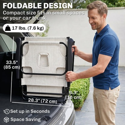 Chaise longue pliante avec dossier inclinable