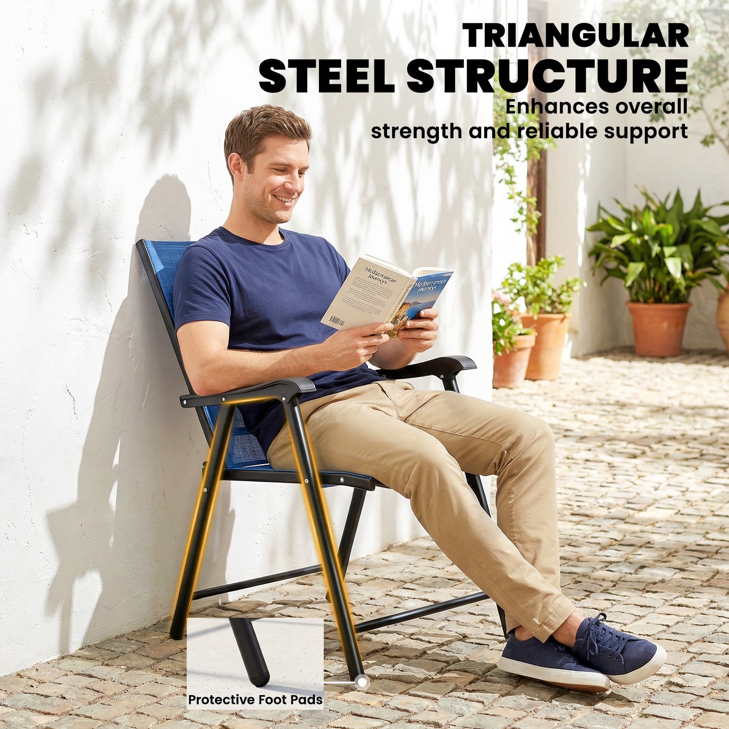 Chaises de patio pliantes en mailles — ensemble de 4