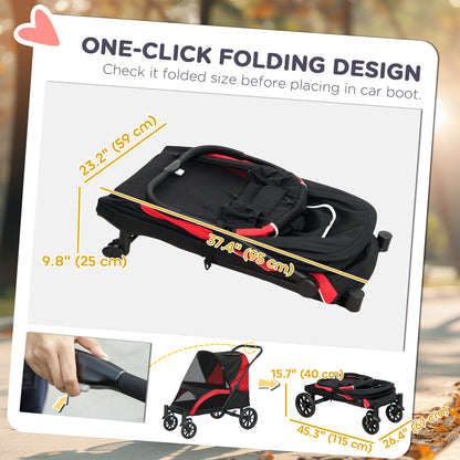 Poussette pliable pour grands chiens avec roues amortissantes