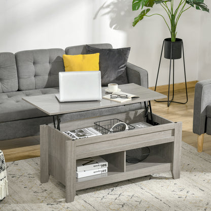 Table à café avec plateau relevable et rangement caché