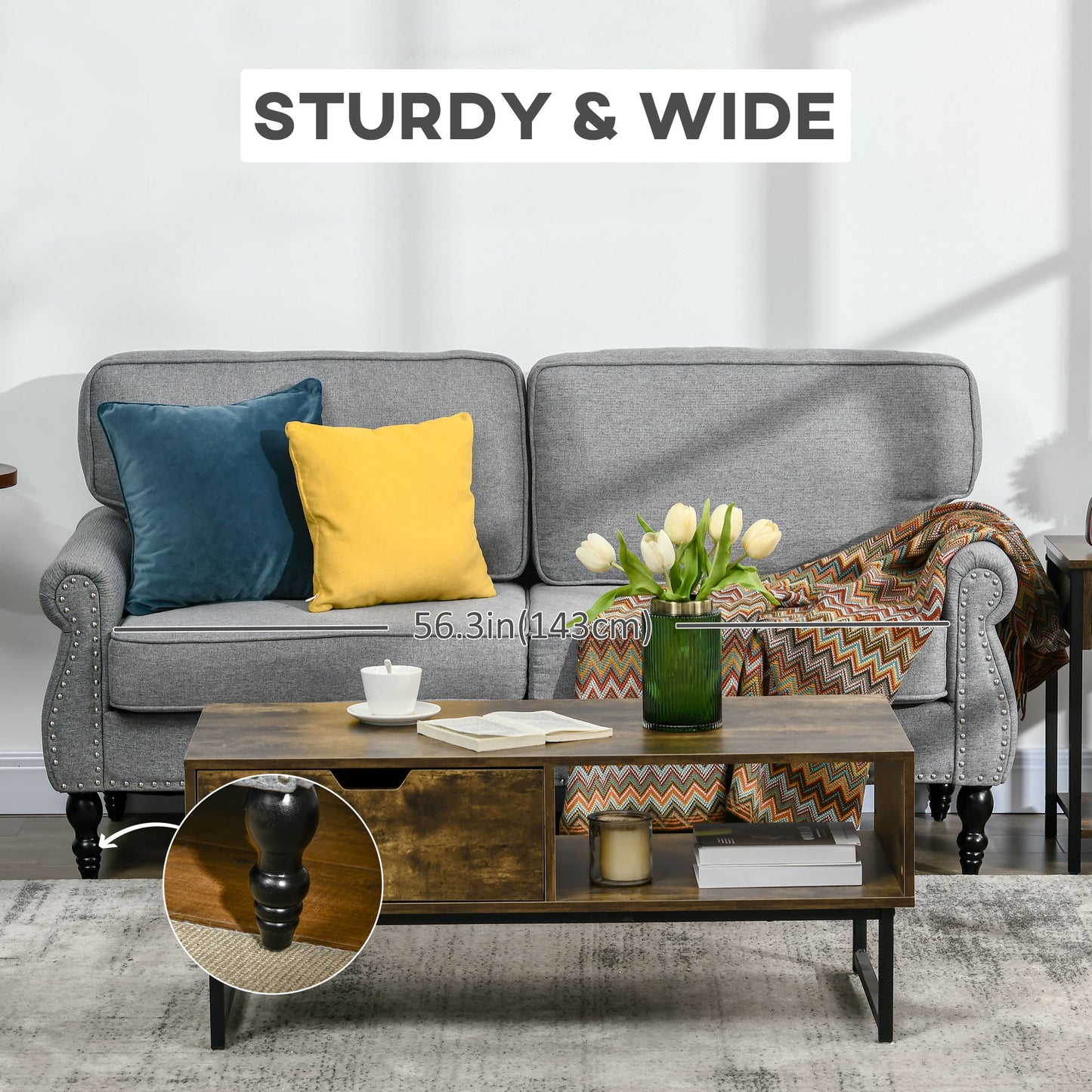 Sofa 2 places style traditionnel en lin