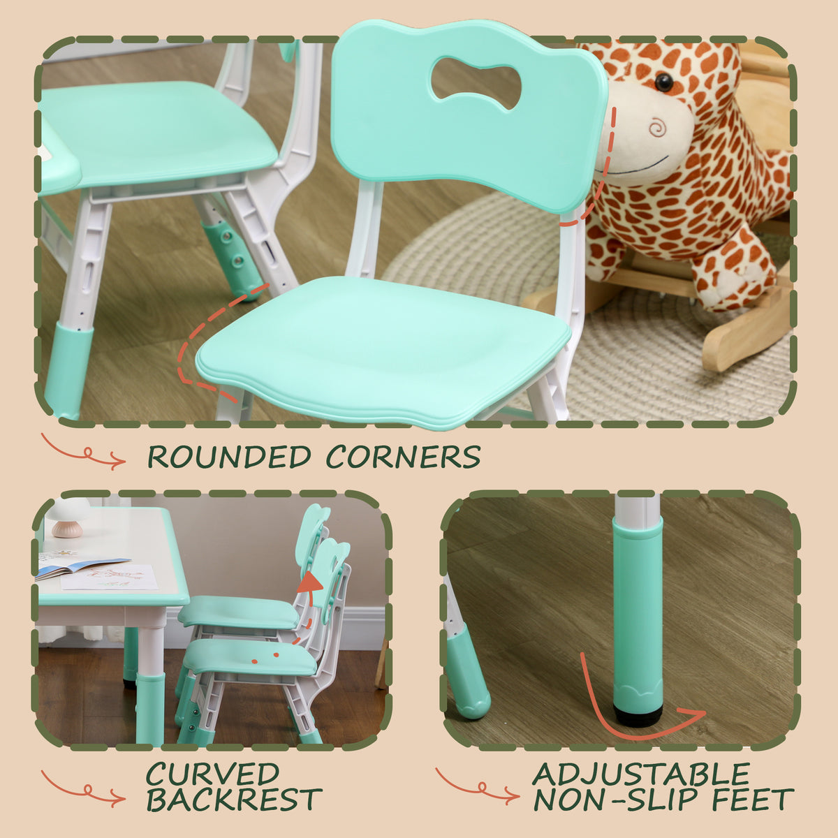 Ensemble table et chaises pour enfants ajustable — Lot de 5