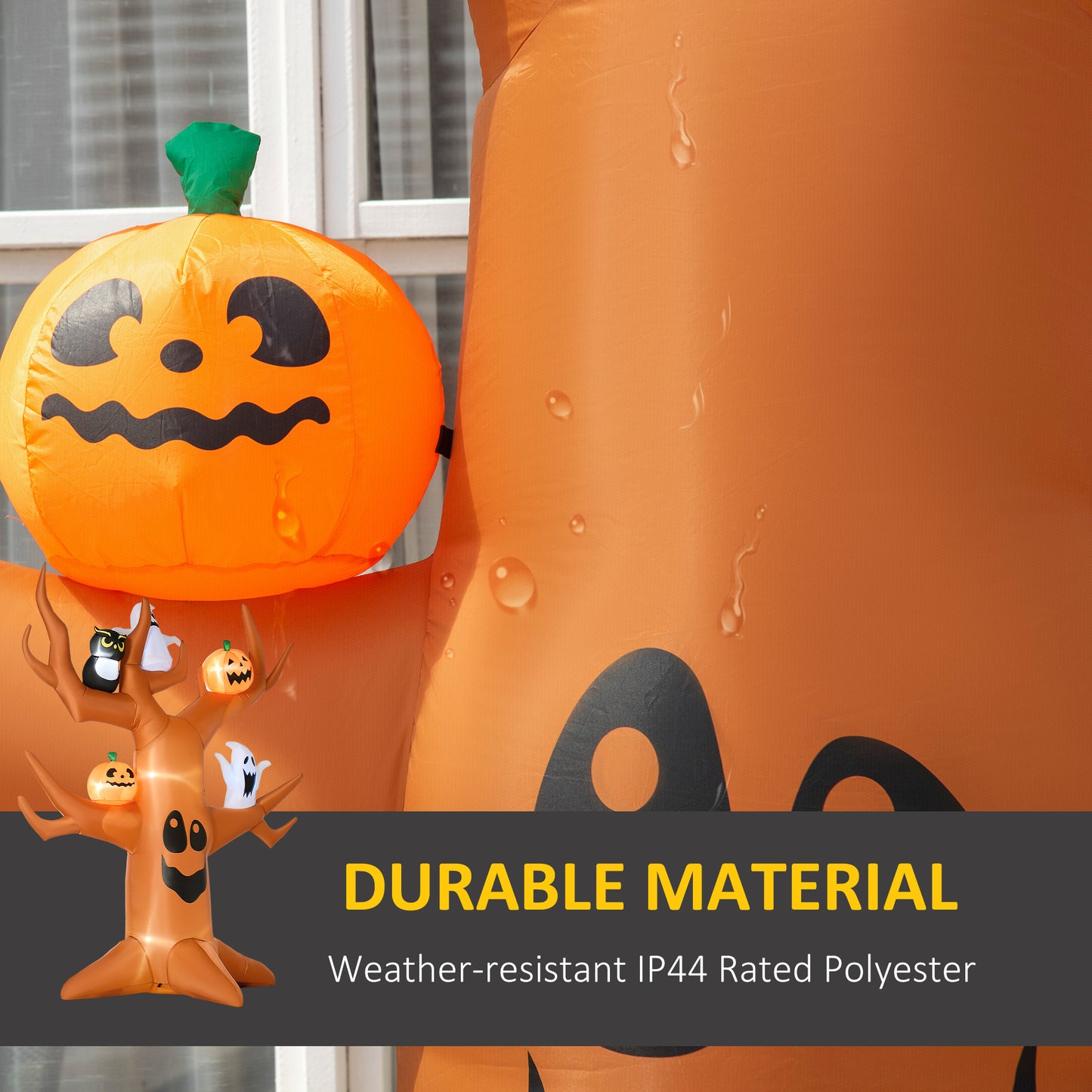 Arbre Halloween gonflable LED avec hibou et citrouilles