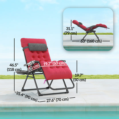 Chaise longue pliante rembourrée avec porte-gobelet