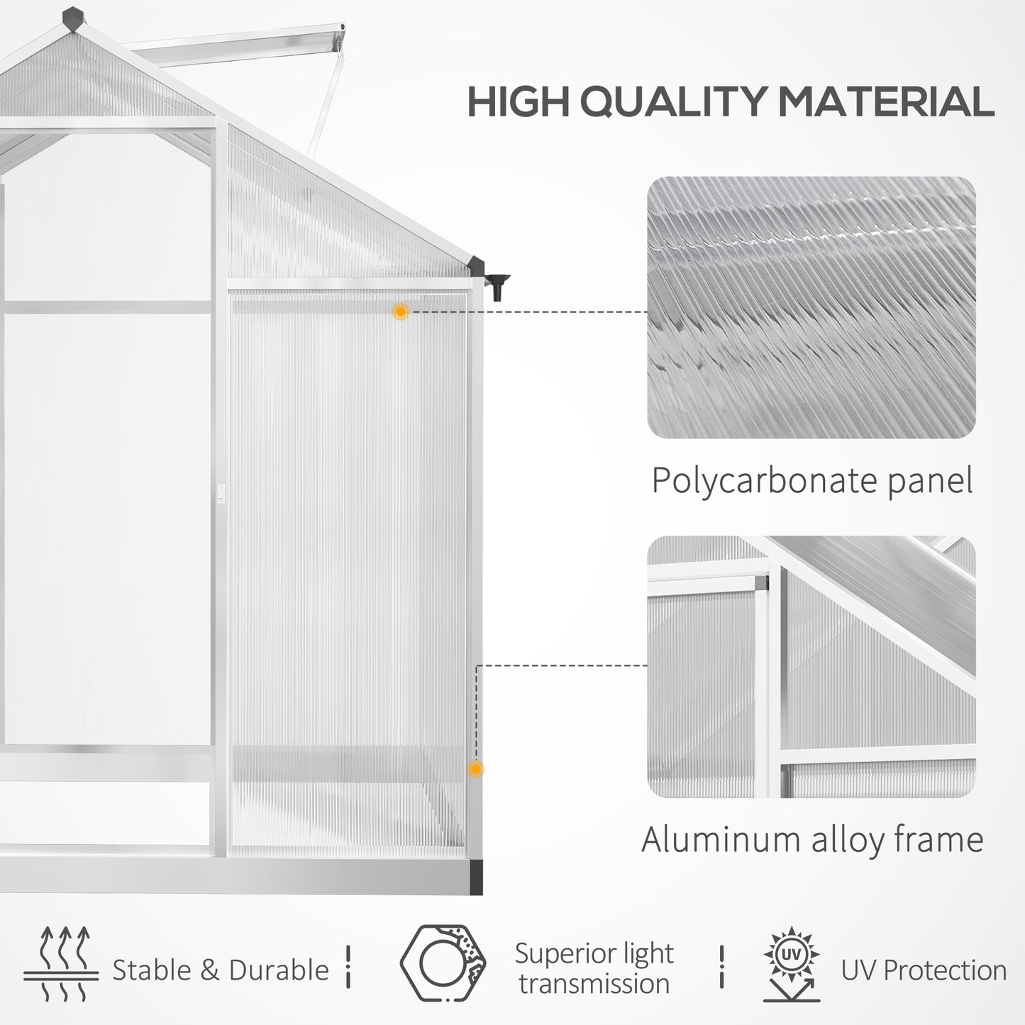  Greenhouse 183x189x195cm Polycarbonate Aluminum with Ventilation