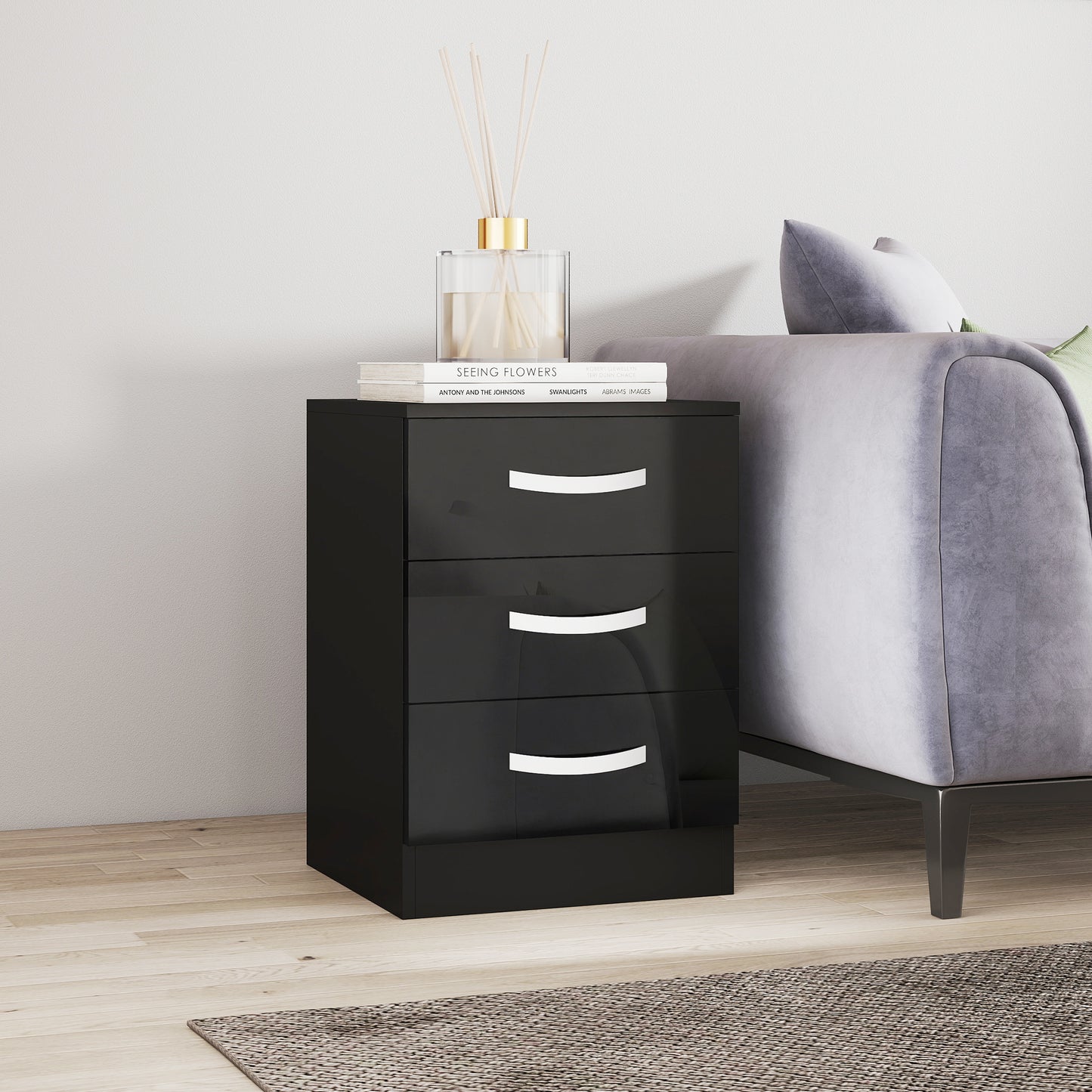 Tables de chevet modernes ensemble de 2 avec 3 tiroirs