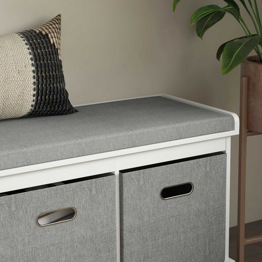Banc de rangement pour chaussures avec coussin et tiroirs