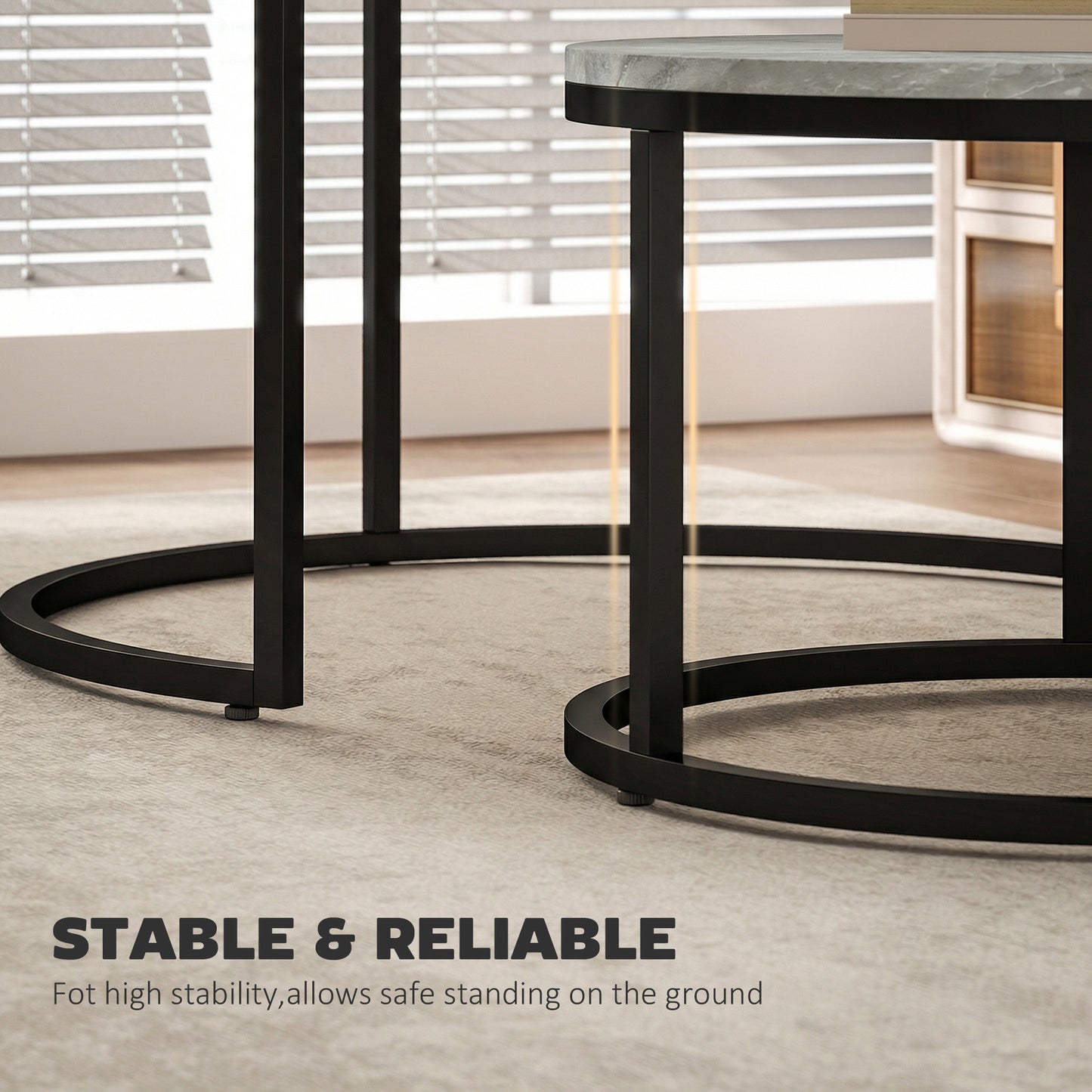 Tables gigognes rondes effet marbre — lot de 2
