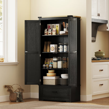 Armoire-garde-manger de cuisine style campagnard 175 cm