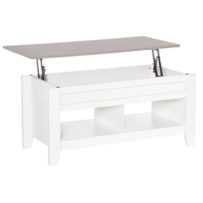 Table à café avec plateau relevable et rangement caché