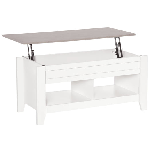 Table Basse à Plateau Relevable avec Rangement Caché - Aosom