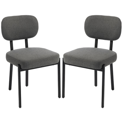 Chaises de cuisine rembourrées lin, ensemble de 2