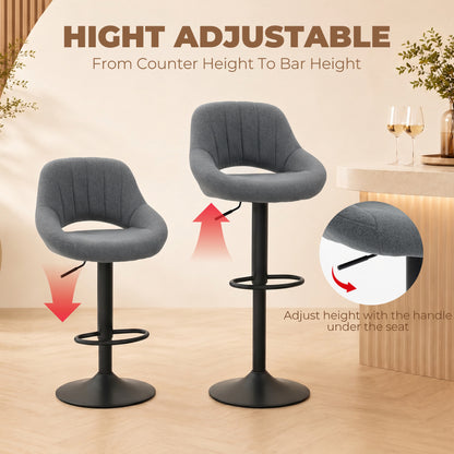Tabourets de bar pivotants ajustables en lin — Ensemble de 2