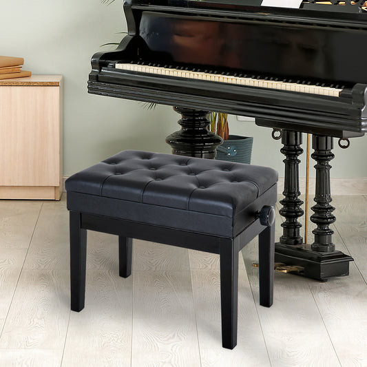 Banc de piano réglable avec rangement et similicuir