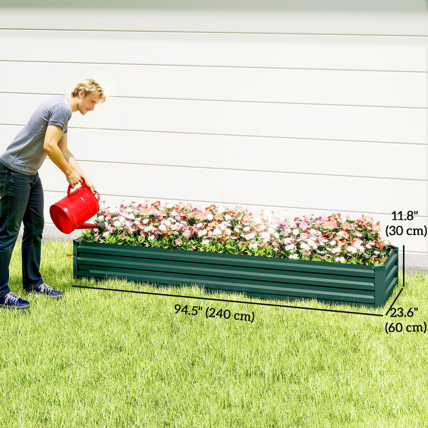 Bac surélevé galvanisé 8'x2'x1' pour jardin