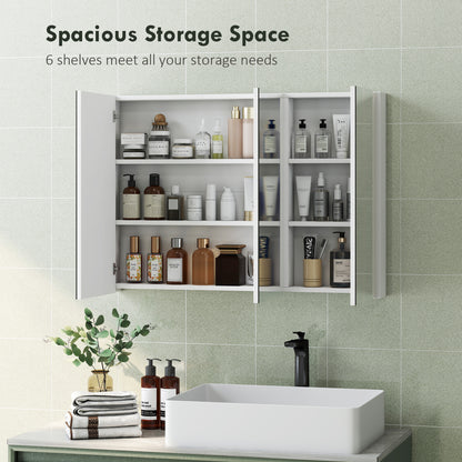 Armoire de salle de bain trois miroirs avec rangement