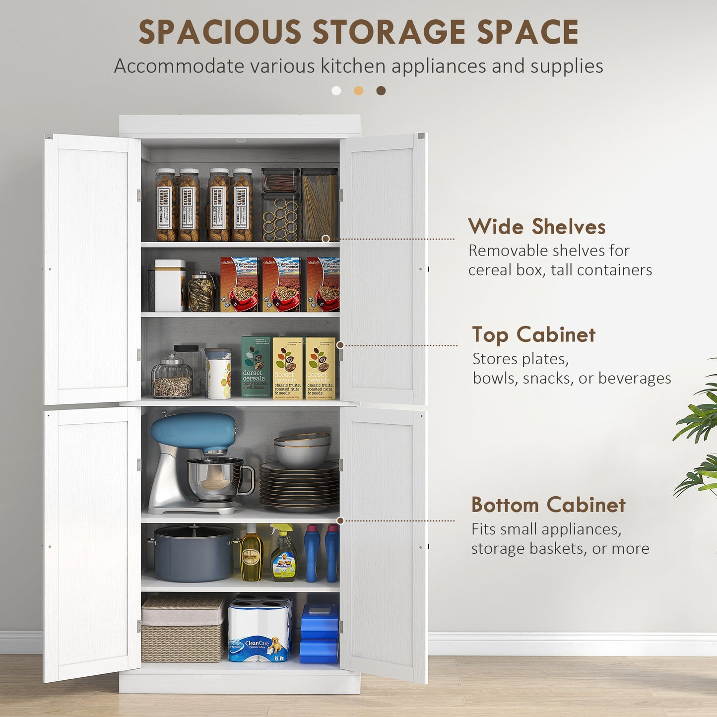 Garde-manger cuisine 184cm 4 portes 6 tablettes
