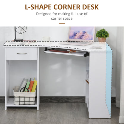 Bureau en L avec tiroir et tablette pour clavier