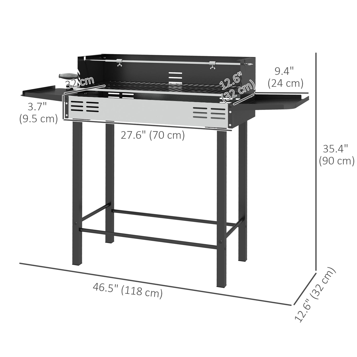 BBQ Rôtissoire Charbon 3 Niveaux Acier Inoxydable