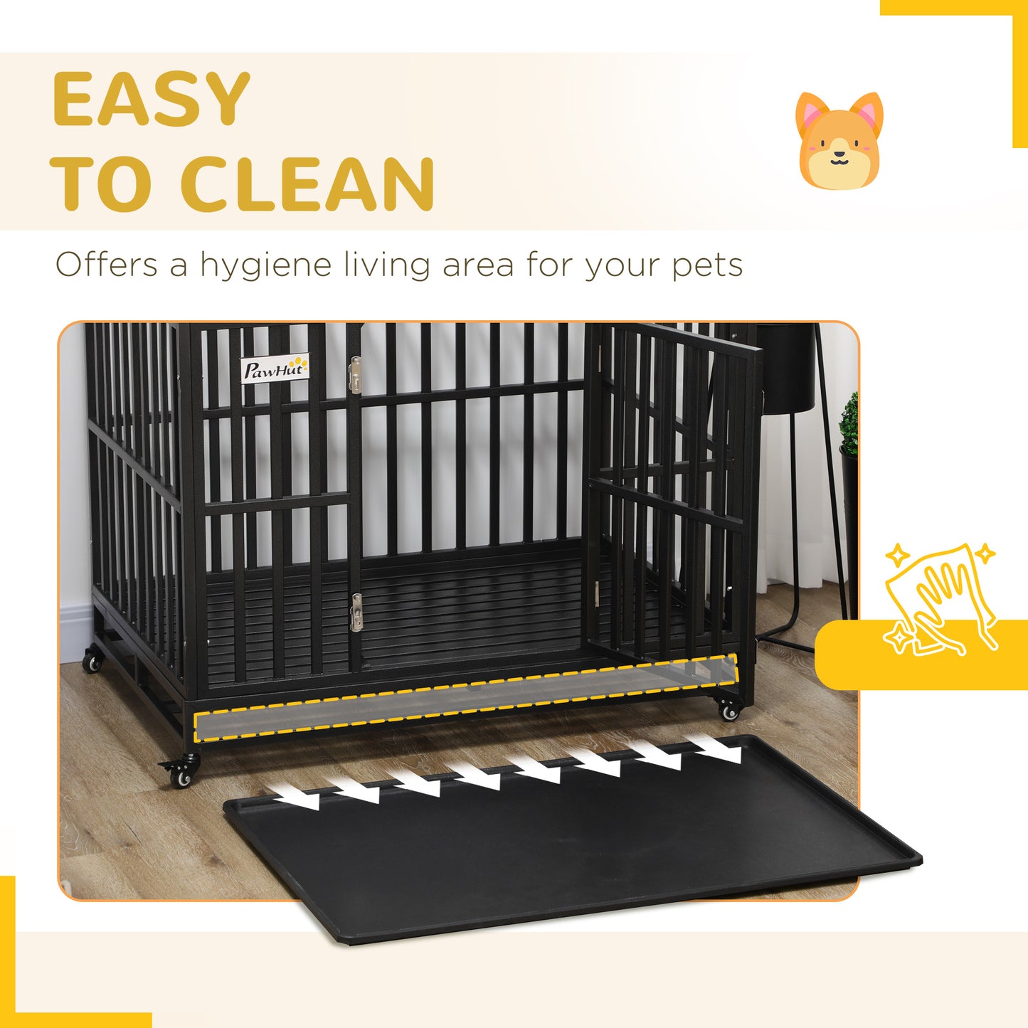 Cage pour chien en acier robuste 104 cm avec roulettes