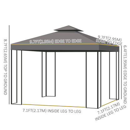 Gazebo de patio toit double 3 x 3 m