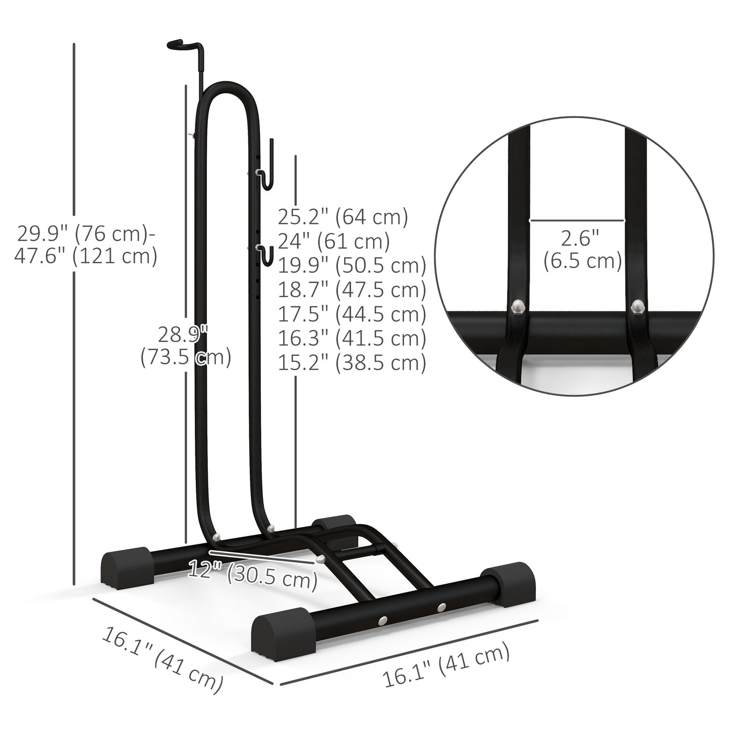 Support à vélo vertical et horizontal à crochets réglables