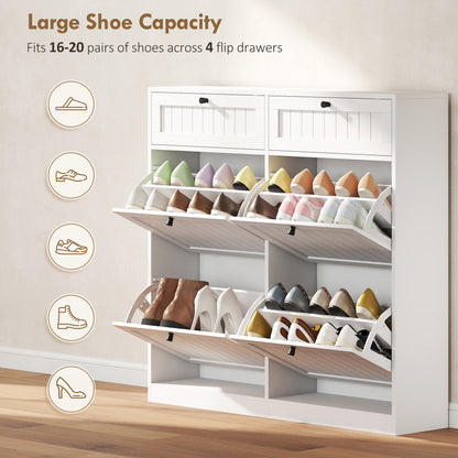 Armoire à chaussures étroite avec tiroirs basculants style ferme