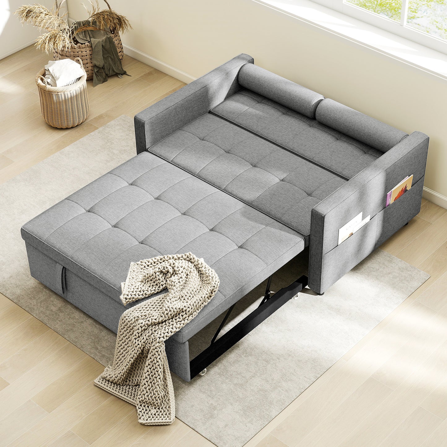Canapé-lit convertible avec ports USB et dossier ajustable