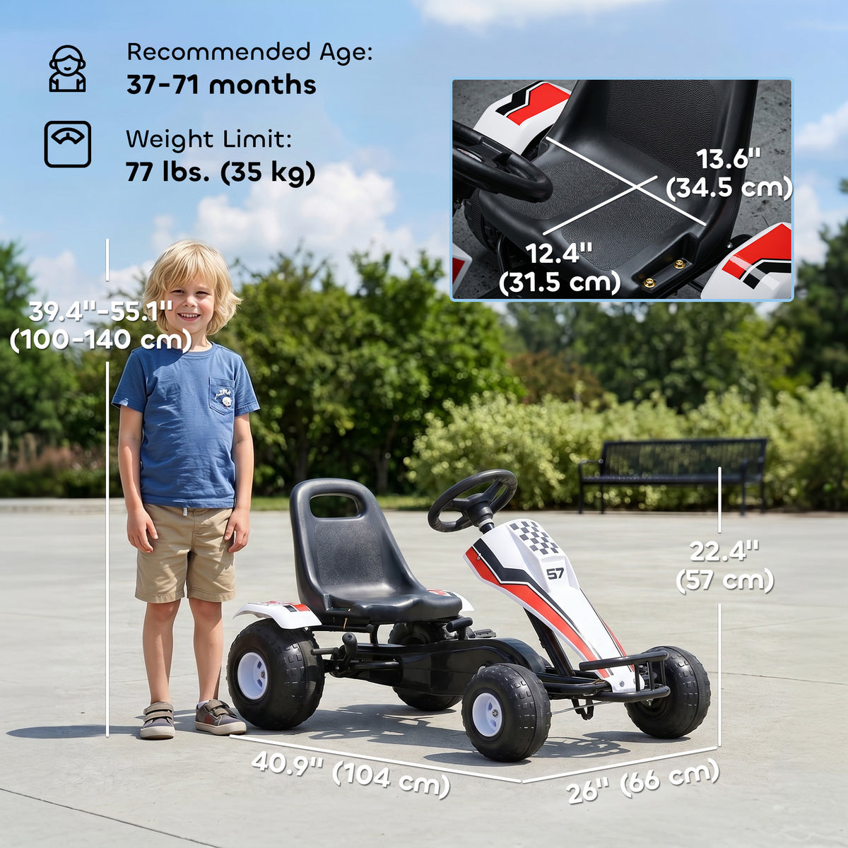 Kart à pédales pour enfants style course