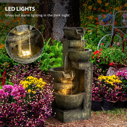 Fontaine cascade extérieure 4 niveaux avec éclairage LED