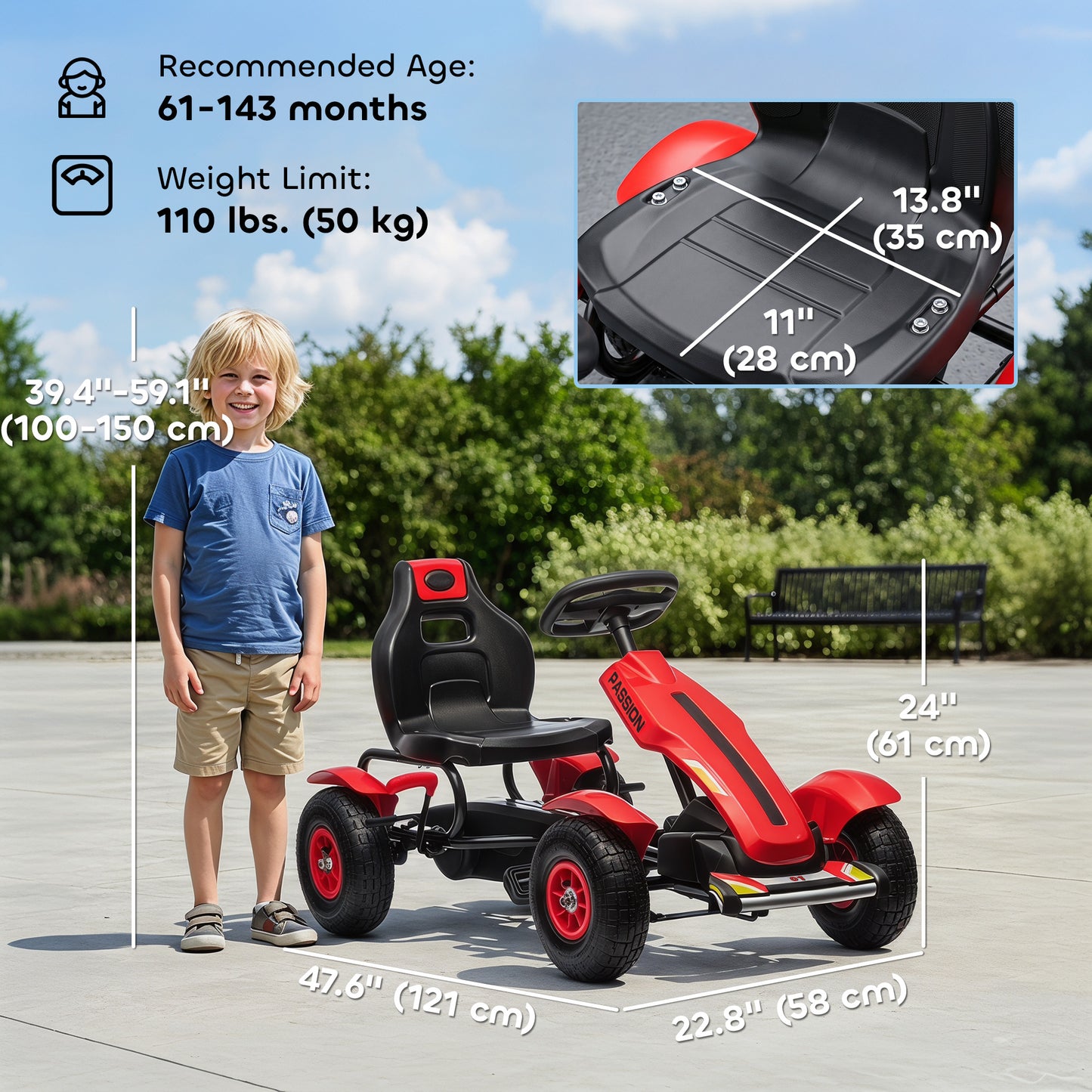 Kart à pédales pour enfants avec freins