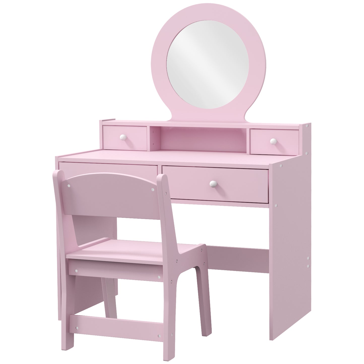 Coiffeuse enfant avec miroir et tabouret 4 tiroirs